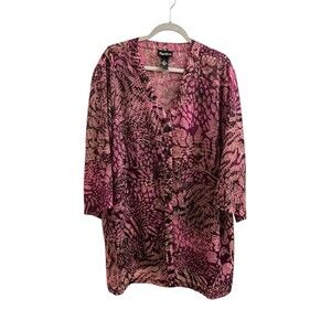 Maggie Barnes Purple Women’s Tunic Duster Top Burnout Sheer 2X Evening Out